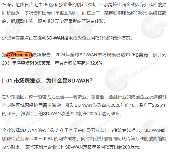 NetEase has included the SD-WAN market report published by QYResearch.